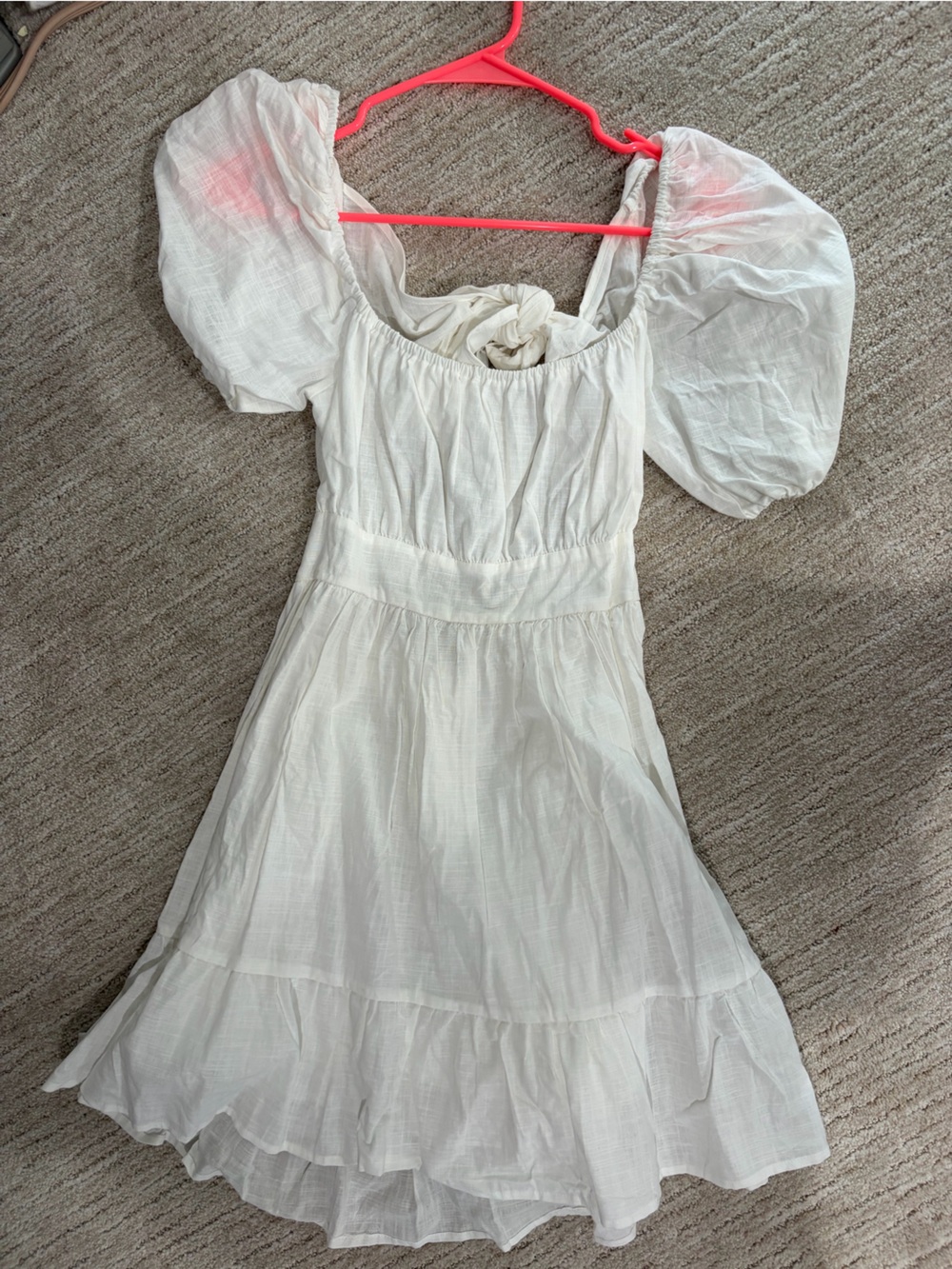 White Puff Sleeve Tiered Mini Dress